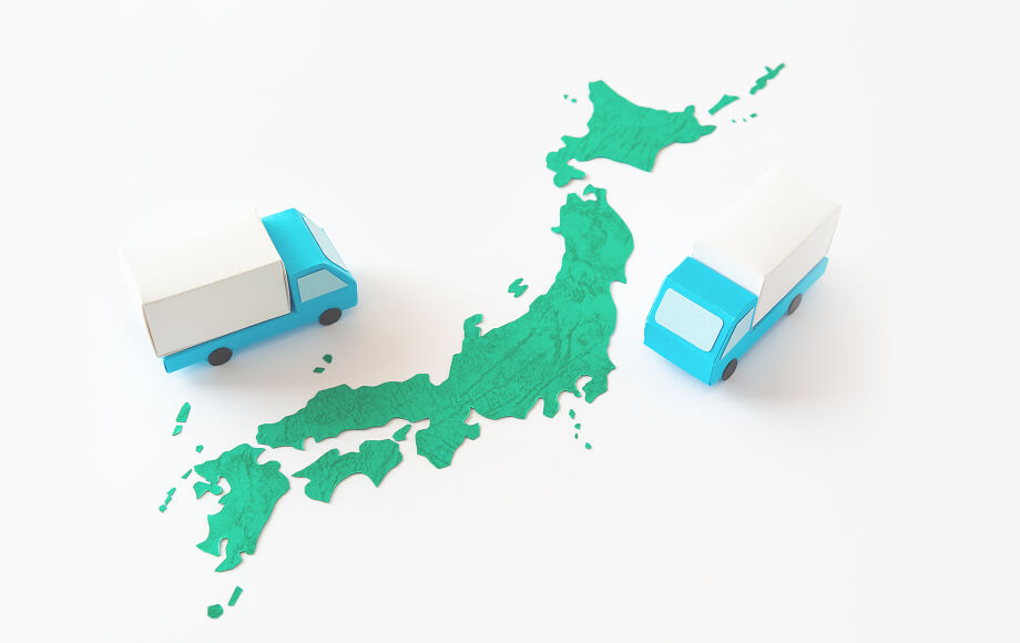 全国対応：日本地図とトラック